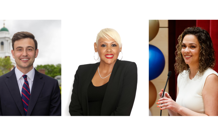 New QCC Trustees (from left) Max German, Mari Gonzalez and Jessica Mandes