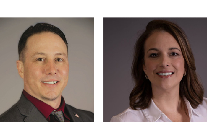 Director of Veteran Affairs Matthew Casaubon (left) and Assistant Dean of Healthcare Shanan Stratis