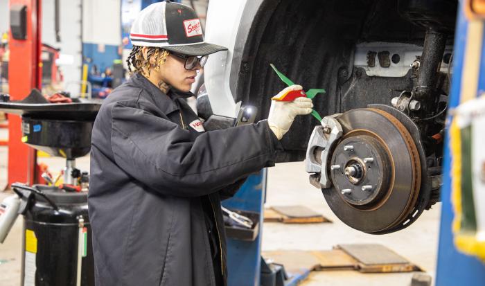 Student Deb Bermudez on the job at Harr Toyota