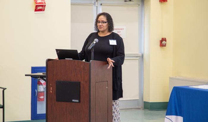 SantaMaria Sessarego speaks about her co-op in the First Generation Student Support Center.
