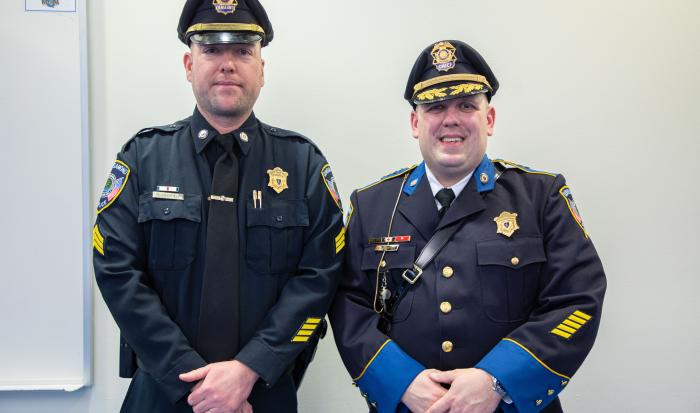 QCC Sergeant Daniel Litchfield (left) and QCC Chief of Police Steve DiGiovanni