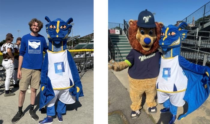 When Bravehearts mascot Jake had a birthday last month, the Wyvern was ready to party! Assistant Director of Athletics Jarrett Niland stopped by too.
