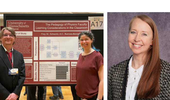 (From left) QCC alum Michael Frey, QCC Professor of Integrated Science & Physics Dr. Andria Schwortz, and Dr. Andrea Borowczak