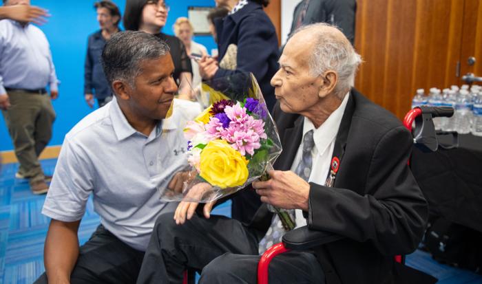 Professor of Mathematics Ulises Poyser (left) with Professor Bigonahy