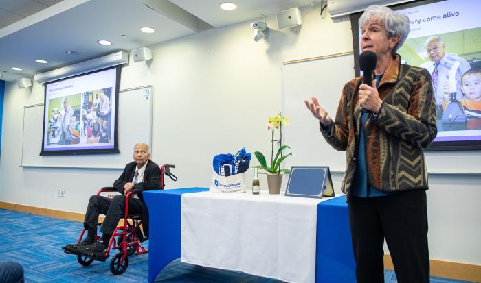 Vice President of Academic Affairs Kathy Rentsch (right) with Professor of Engineering Dadbeh Bigonahy