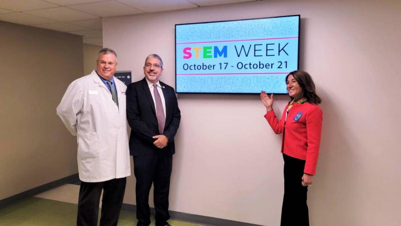 Pat Schmohl, Dr. Luis Pedraja, and Karyn Polito