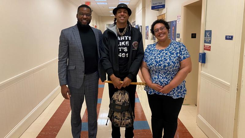 Executive Director of DEI Kevin Lovaincy, Annawon Weeden and Director of Student Life Ashlee Givens