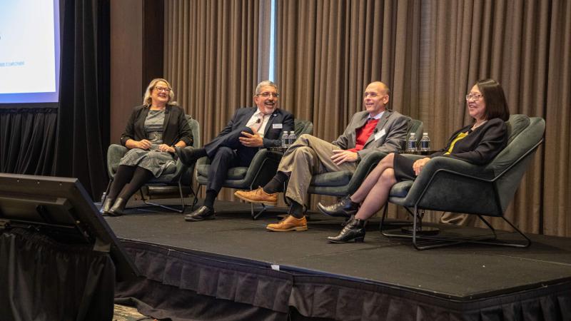 From left: Executive Vice President of Competency-Based Education Network Dr. Amber Garrison Duncan, Quinsigamond Community Coll