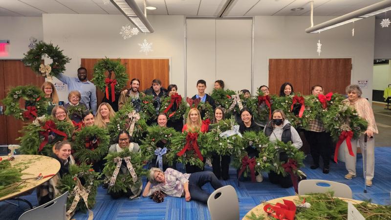 All of the wreaths on display