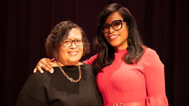 Professor and Coordinator of Human Services Brenda Safford and Ilyasah Shabazz