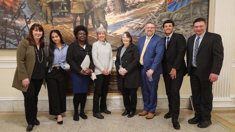 The Early College Worcester group with Senator Robyn Kennedy (left).