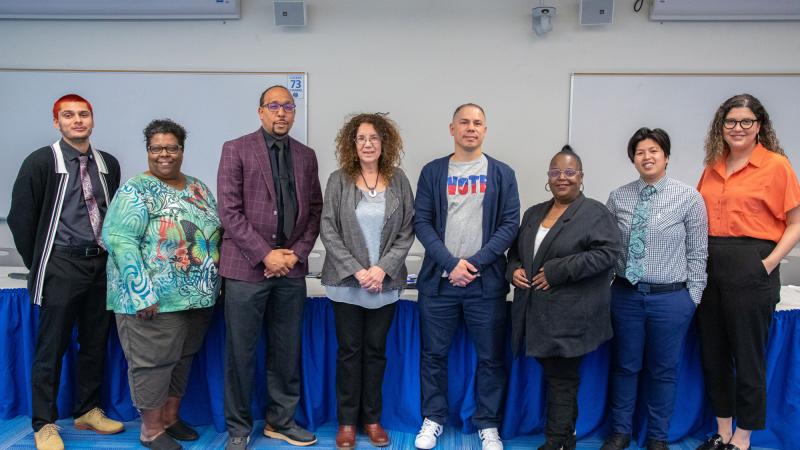 Student Trustee Collin McGuiness with the panel