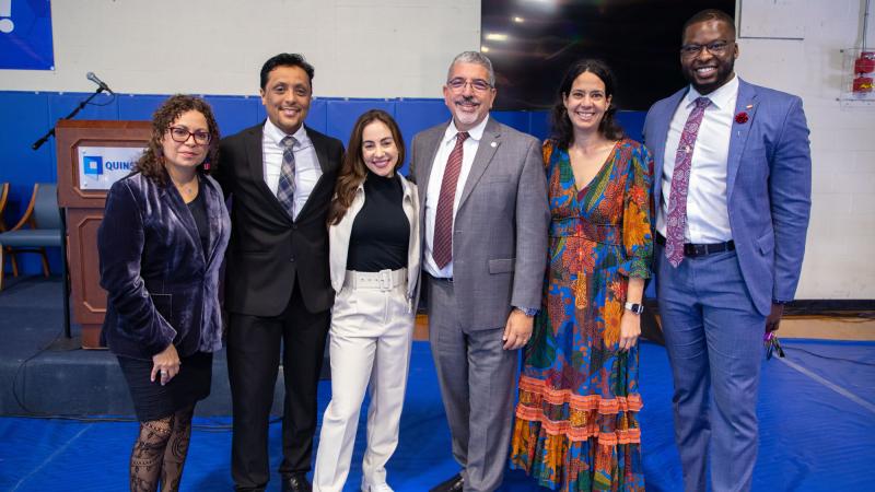 From left: Dr. Lorna Rivera, Germán Chiriboga, Mariana Atencio, Dr. Luis Pedraja, Elena Quiroz-Livanis and Kevin Lovaincy