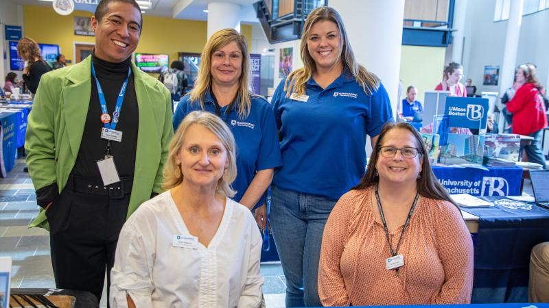 (from left, back) Career & Transfer Services Counselor Oscar Chavez, Clerk IV Career Services Brenda Kuchnicki, Career and Transfer Services Counselor Emily Green, (from left, front) Coordinator of Transfer/Articulation Beth Fullerton and High School/Chapter 74 Articulation Specialist Nicole Fortin
