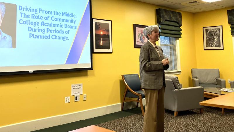 VP of Academic Affairs Kathy Rentsch speaking at the Managers Academy. 