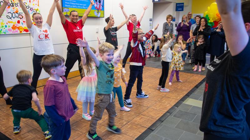 The children joined the performance by Charlotte Klein Dance Center.
