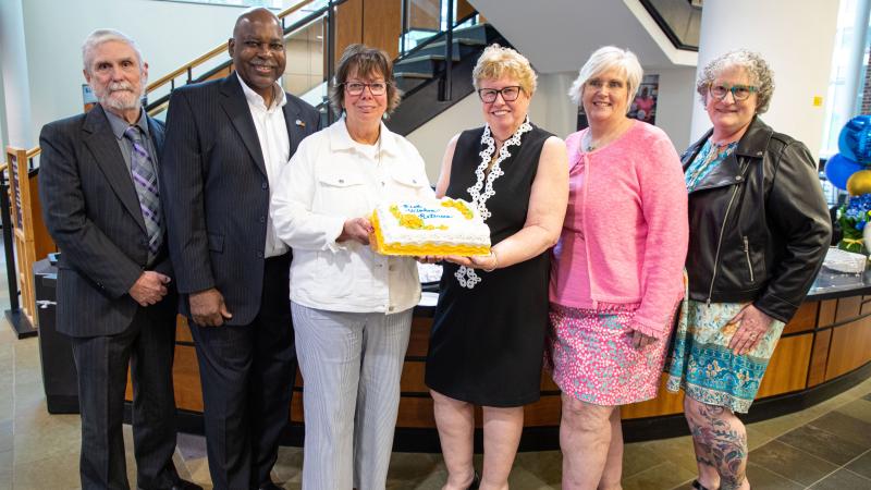 We will miss these retirees (from left) Bob Desilets, Henry Ritter, Bonnie Coleman, Liz Woods, Sheryl Ficorilli and Lu Costa