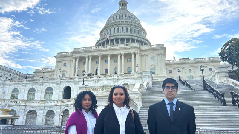 (From left) Alyssa Corazzini, Isabella Corazzini and Vijay Kesavan on their advocacy trip in Washington, DC