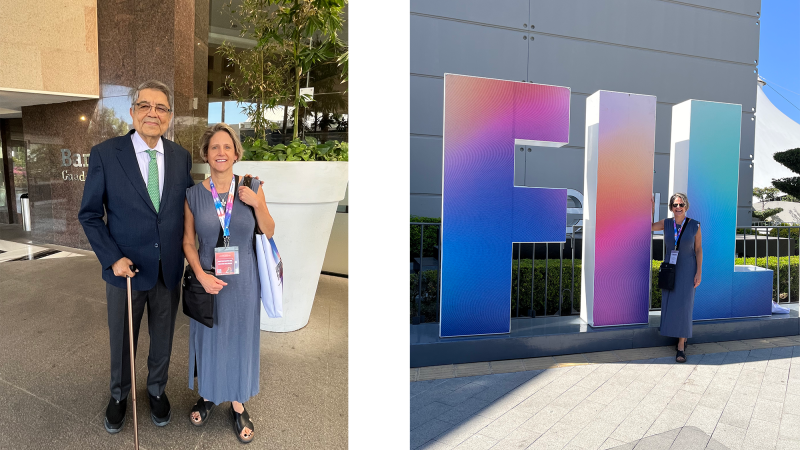 Dean of Library and Academic Support Services Cary Morse at the Feria Internacional del Libro de Guadalajara with author Sergio Ramírez (left).
