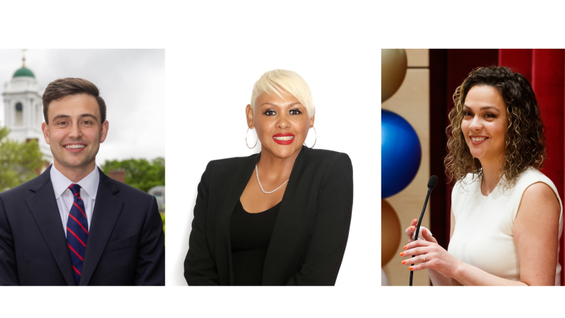 New QCC Trustees (from left) Max German, Mari Gonzalez and Jessica Mandes