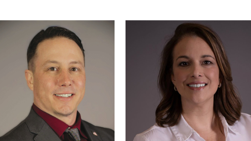 Director of Veteran Affairs Matthew Casaubon (left) and Assistant Dean of Healthcare Shanan Stratis