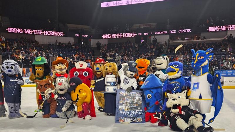 Everybody came out to the Worcester Railers game in celebration of Trax's birthday! 