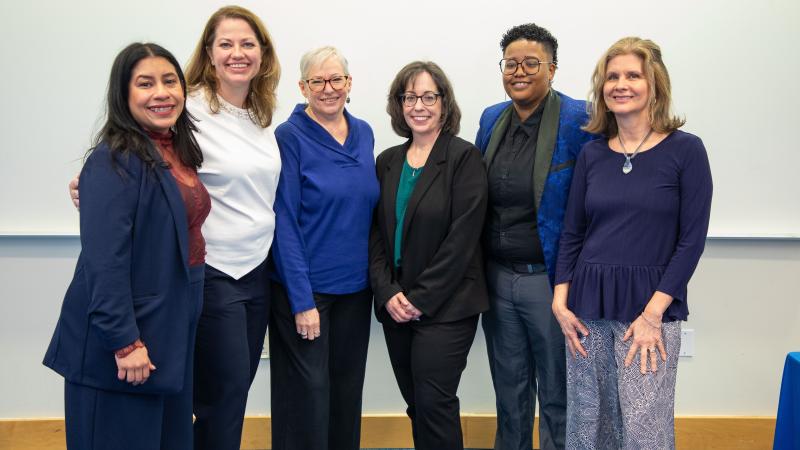 EmpowerHER panels (from left) Raquel Castro-Corazzini, Jessica Slamin, Shirley Dempsey, Shannon Smith, Rocky Knight (moderator), and Julie Ann Lamacchia