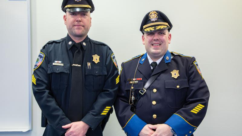 QCC Sergeant Daniel Litchfield (left) and QCC Chief of Police Steve DiGiovanni