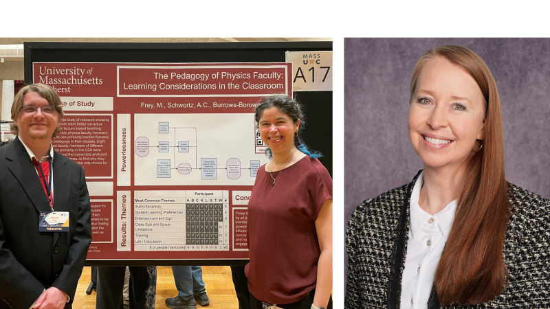(From left) QCC alum Michael Frey, QCC Professor of Integrated Science & Physics Dr. Andria Schwortz, and Dr. Andrea Borowczak