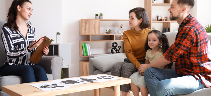 A family participates in counseling