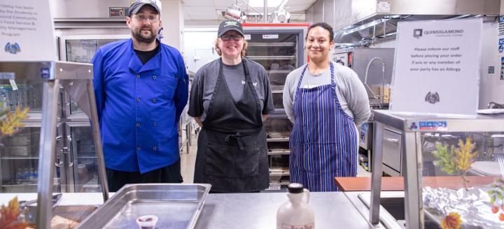 QCC cafeteria staff in the kitchen