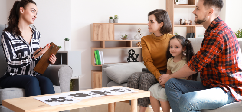 A family participates in counseling