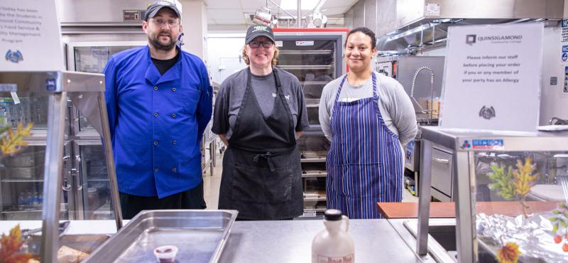 QCC cafeteria staff in the kitchen