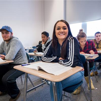 A class full of college students