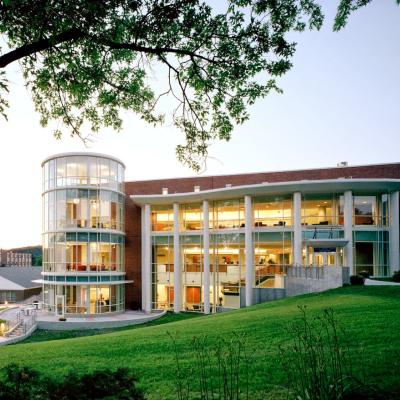 The Harrington learning Center at night